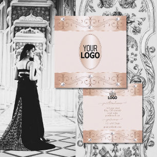 Luxuriöse Roségold-Verzierung Logo Luxus Quadratische Visitenkarte