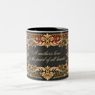 Luxuriöse Rosemaling Muttertagsbanner - Vintage Zweifarbige Tasse