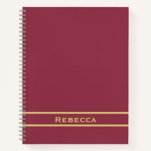 Luxuriöse Rot Solid Color Schlicht Monogram Notizbuch