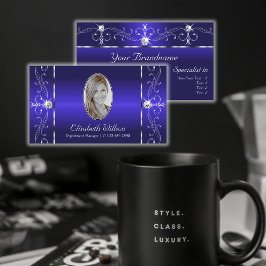 Luxuriöse Royal Blue Squiggled Jewels mit Foto Visitenkarte