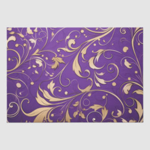 Luxuriöse Royal Lila und Gold Damask Gemustert Seidenpapier