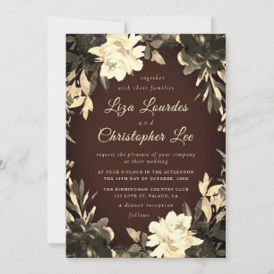 Luxuriöse Rustic Fall Floral Wedding Einladung