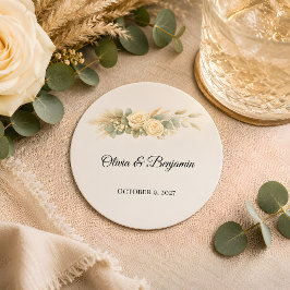 Luxuriöse rustikale Hochzeit Runder Pappuntersetzer