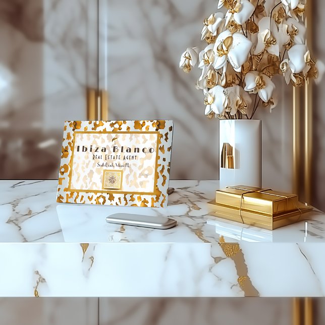 Luxuriöse Safari Chic Business Telefonnummerkarte (Luxe QR Code Business Cards, Safari Chic Collection )