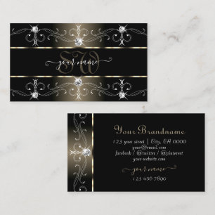 Luxuriöse Schwarz Beige Verziert Borders Jewels Mo Visitenkarte