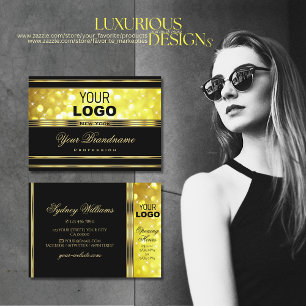 Luxuriöse Schwarz-Gelb-Glitzer-Gold-Dekoration hin Visitenkarte