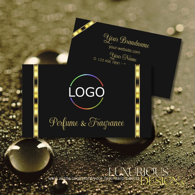 Luxuriöse Schwarz-Gold-Chic mit Beruflichem Logo Visitenkarte (Von Creator hochgeladen)