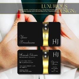 Luxuriöse Schwarz-Gold Dekoration Shiny Jewels Mon Visitenkarte