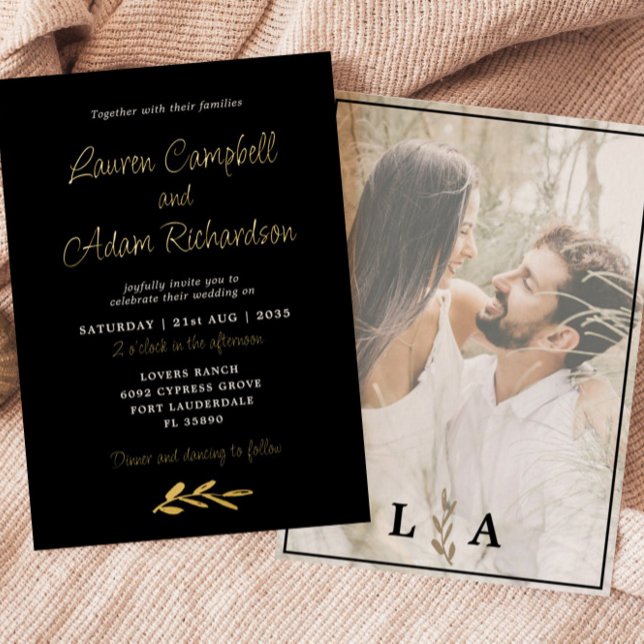 Luxuriöse Schwarz-Gold-Foil-Hochzeit Einladung (Von Creator hochgeladen)