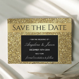 Luxuriöse Schwarz-Gold-Hochzeit Save The Date