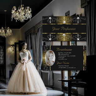 Luxuriöse Schwarz-Gold-Verzierte Grenzen mit Foto Visitenkarte