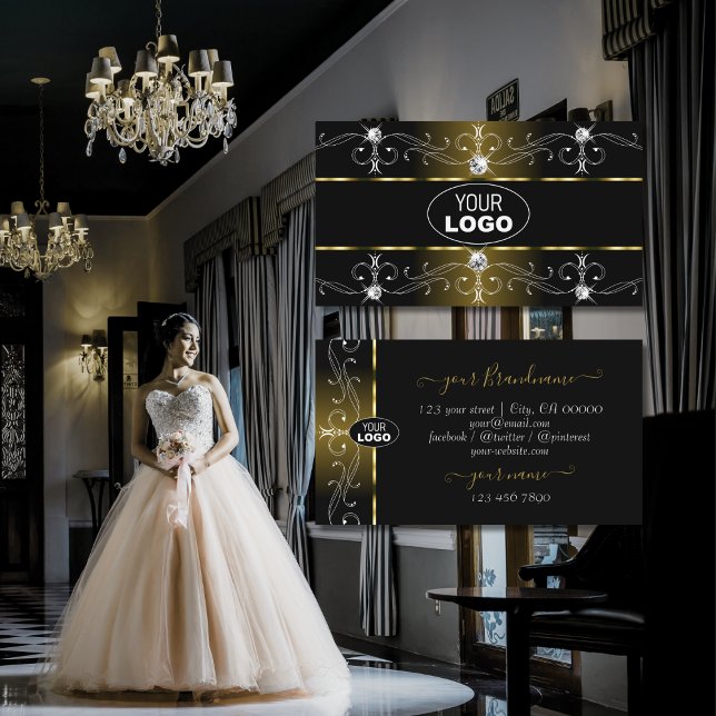 Luxuriöse Schwarz-Gold-Verzierte Grenzen mit Logo Visitenkarte (Von Creator hochgeladen)