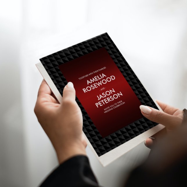 Luxuriöse Schwarz Polygon Shape Muster Hochzeit Einladung (Von Creator hochgeladen)