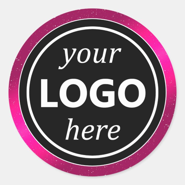Luxuriöse Schwarz-Rosa-Rahmen-Logo-Vorlage Moderne Runder Aufkleber (Vorderseite)