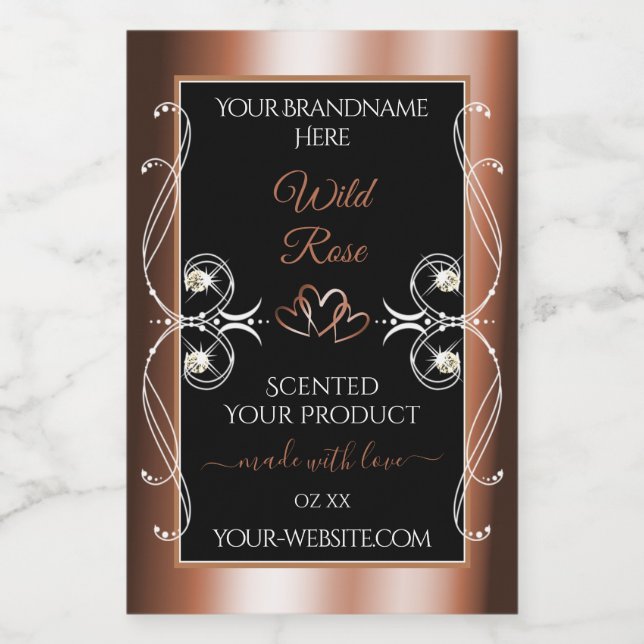Luxuriöse Schwarz-Rose-Gold-Dekormarken Lebensmitteletikett (Einzelnes Label)