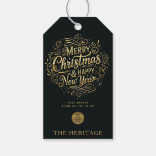 Luxuriöse Schwarz und Gold Custom Logo Frohe Weihn Geschenkanhänger