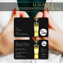 Luxuriöse Schwarz und Gold Dekor Shiny Juwelen hin Visitenkarte