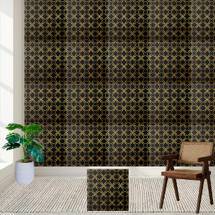 Luxuriöse Schwarz und Gold geometrische Tile Fliese