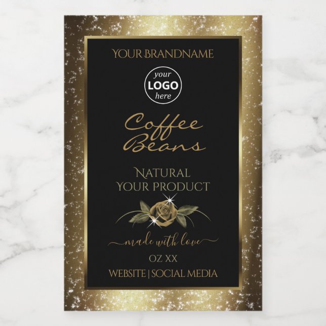 Luxuriöse, schwarz und goldbraun Logo Lebensmitteletikett (Einzelnes Label)
