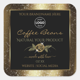Luxuriöse, schwarz und goldbraun Logo Quadratischer Aufkleber