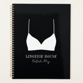 Luxuriöse Schwarz-weiß Lingerie Boutique Logo Mode Planer