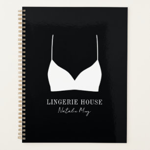 Luxuriöse Schwarz-weiß Lingerie Boutique Logo Mode Planer