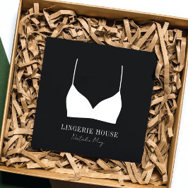 Luxuriöse Schwarz-weiß Lingerie Boutique Logo Quadratische Visitenkarte