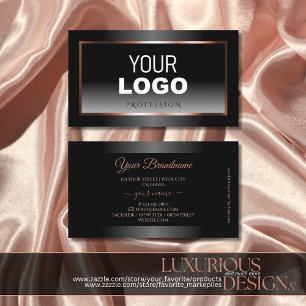Luxuriöse Schwarz-Weiß-Ombre-Rose-Gold-Rahmen-Logo Visitenkarte