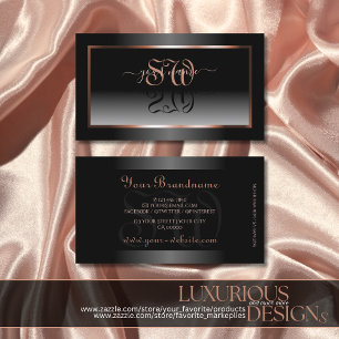 Luxuriöse Schwarz-weiße Ombre Rose Gold Frame Init Visitenkarte