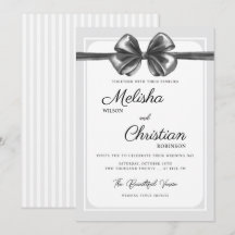 Luxuriöse schwarze Bogen-Hochzeitseinladung.