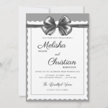 Luxuriöse schwarze Bogen-Hochzeitseinladung.