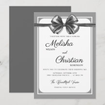 Luxuriöse schwarze Bogen-Hochzeitseinladung.