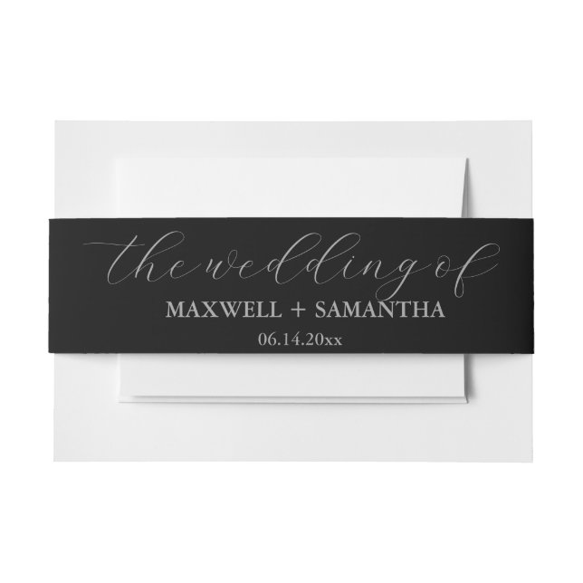 Luxuriöse Schwarze Elegante Hochzeit Einladungsbanderole (Vorderseite Beispiel)