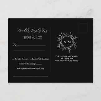 Luxuriöse Schwarze Elegante Hochzeit UAWG Postkart Postkarte