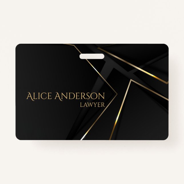 Luxuriöse schwarze Gold elegante Anwälte abstrakte Ausweis (Vorderseite)