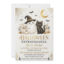Luxuriöse schwarze Gold-Halloween-Party-Einladungs