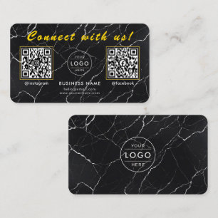 Luxuriöse schwarze Marmor-Gold-Doppel-QR-Code Visitenkarte