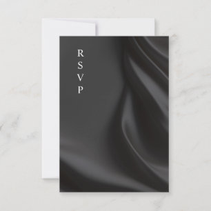 Luxuriöse schwarze Satin-Hochzeitsmenüauswahl RSVP Karte