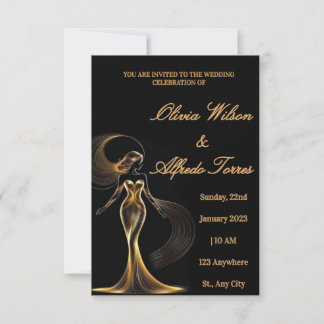 Luxuriöse schwarze und goldene elegante Hochzeitse RSVP Karte