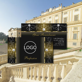 Luxuriöse schwarze und goldene gezinkte Juwelen mi Visitenkarte