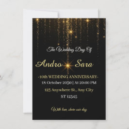 Luxuriöse schwarze und goldene Hochzeitseinladung 