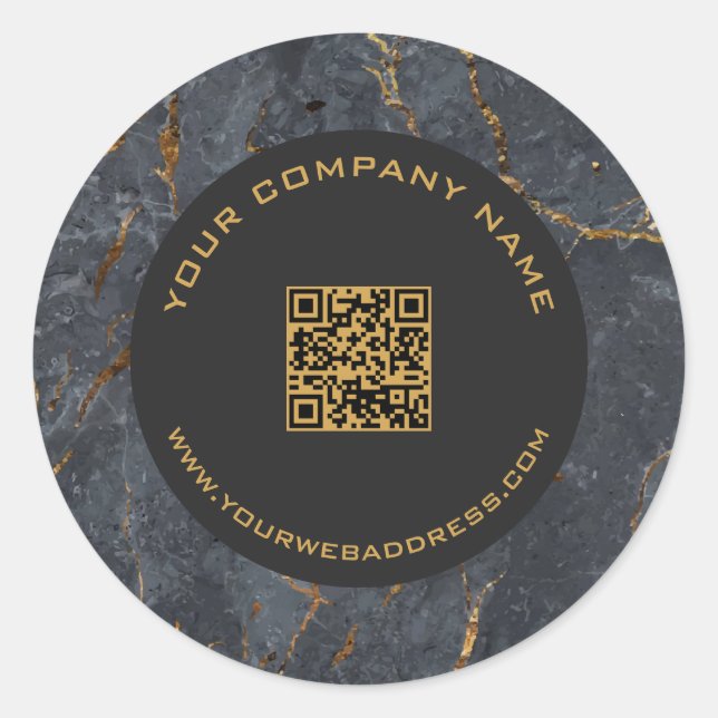 Luxuriöse, schwarze und goldene Marmorstruktur Runder Aufkleber (Vorderseite)