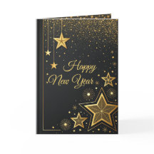 Luxuriöse schwarze und goldene Neujahrsgrußkarte