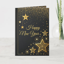 Luxuriöse schwarze und goldene Neujahrsgrußkarte Karte