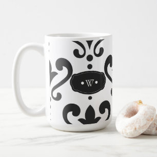 Luxuriöse schwarze und weiße Damaskus Kaffeetasse