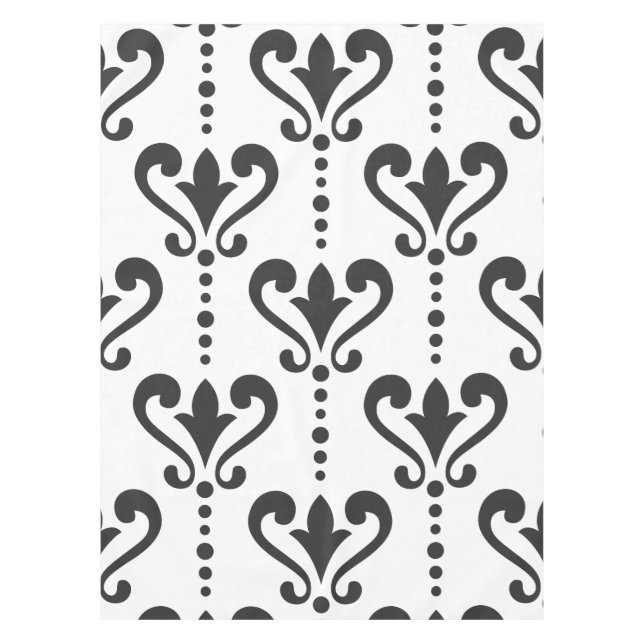 Luxuriöse schwarze und weiße Damaskus Tischdecke (Vorderseite)