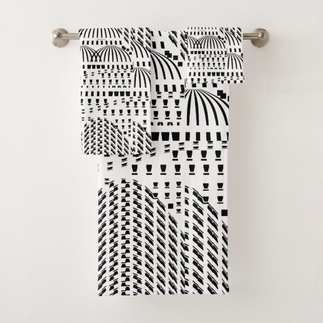 LUXURIÖSE SCHWARZE UND WEISSE DOPPELUNGEN BADHANDTUCH SET (Insitu)