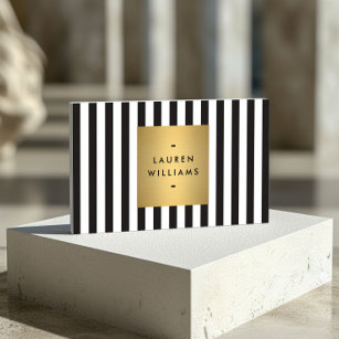 Luxuriöse, schwarze und weiße Streifen mit Goldbox Visitenkarte