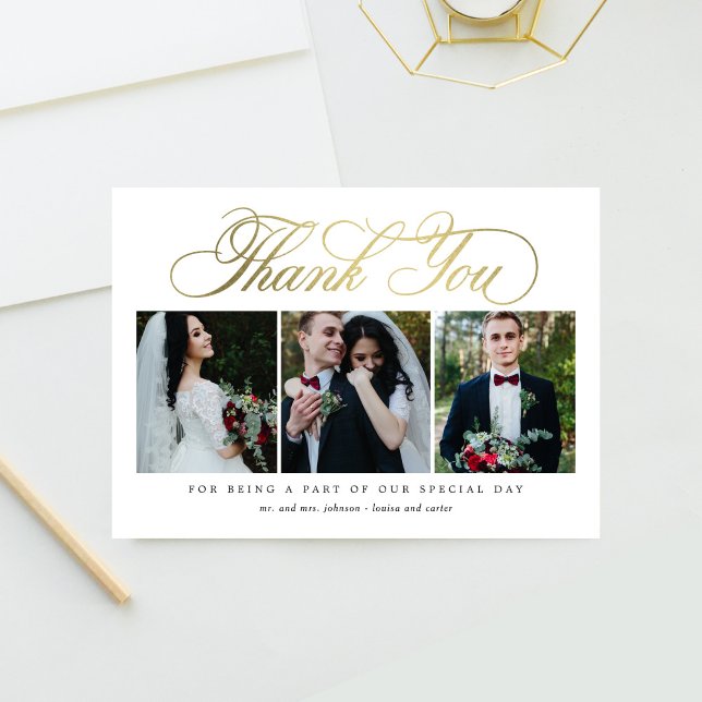 Luxuriöse Script-Hochzeit Danke, Card Imitats Foil Dankeskarte (Von Creator hochgeladen)