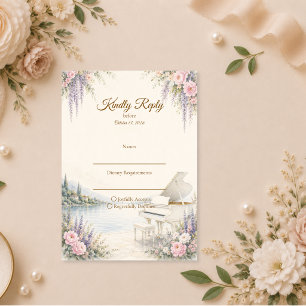 Luxuriöse Seepromenade Klavier Romantische Hochzei RSVP Karte
